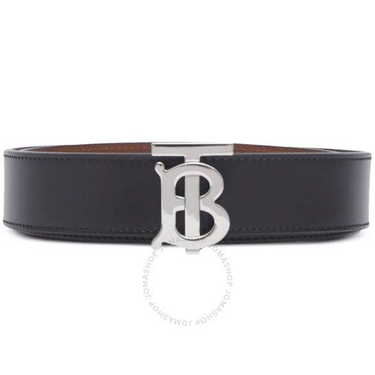 Open Box - Burberry Monogram-buckle Reversible Leather Belt, Size Medium