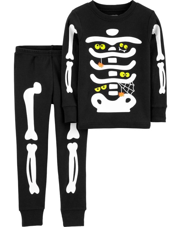 2-Piece Halloween Skeleton Snug Fit Cotton PJs