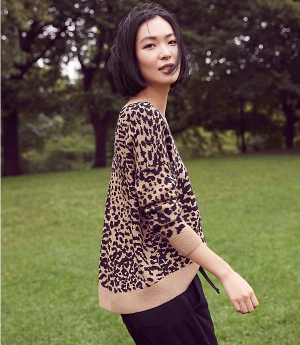 Leopard Print Drop Shoulder Sweater | LOFT