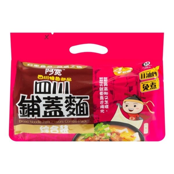 BAIJIA Broad Noodle Four Flavors Combo Pack 480g