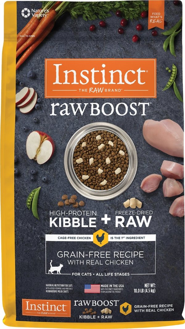 by Nature's Variety Raw Boost Grain-Free Recipe with Real Chicken Dry Cat Food, 10-lb bag