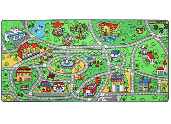 Extra Large Non-Slip City Life Kids Playmat Carpet Fun, Educational, for Play Area, Playroom, Bedroom-79” x 40