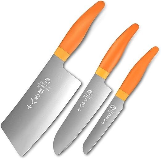 BA ZI ZUO Knife Set of 3 Piece Kitchen Knife Meat Cleaver Santoku Knife Paring Knife Cutting Meat Vegetable Fruit for Home