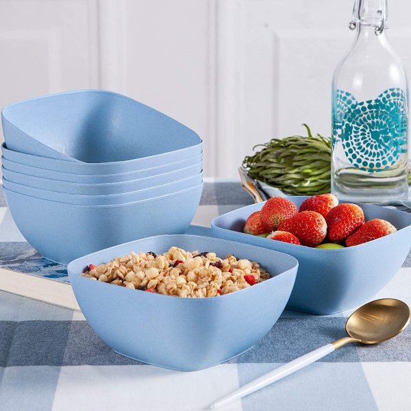 JH JIEMEI Unbreakable Cereal Bowl, Bowls Set of 8 for Kitchen, 27 oz