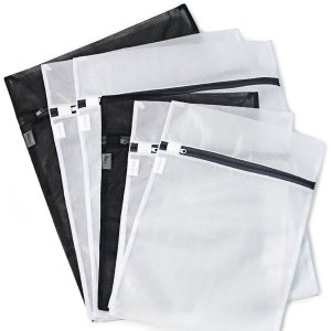 6 Pack (3 Medium & 3 Large) - HOPDAY Delicates Mesh Laundry Bag, Bra Lingerie Drying Wash Bag ( Black & White) with Zipper