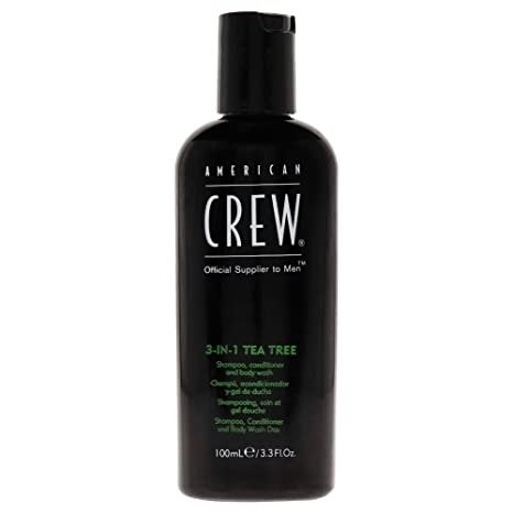 Shampoo, Conditioner & Body Wash for Men by American Crew, 3-in-1, Tea Tree Scent, 3.3 Fl Oz
