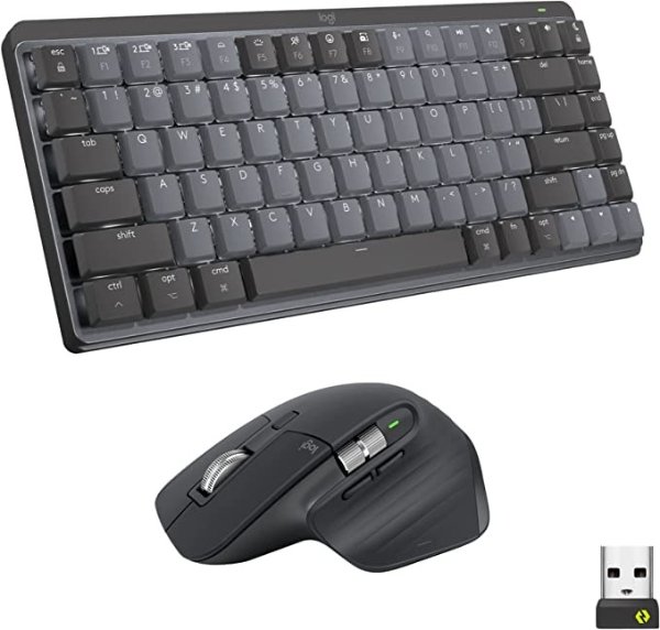 MX Mechanical Mini TKL Illuminated Wireless Keyboard, Linear, and MX Master 3S Performance Wireless Bluetooth Mouse Bundle, macOS, Windows, Linux, iOS, Android