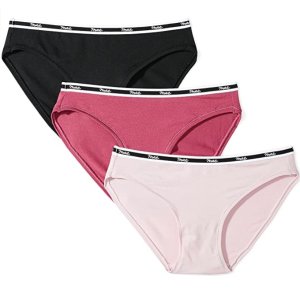Amazon Brand - Mae Women's Matte Logo Elastic Modal Bikini Underwear, 3 Pack