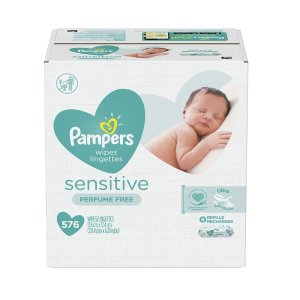 Pampers Sensitive Water-Based Baby Diaper Wipes, 9 Refill Packs for Dispenser Tub - 576 Count