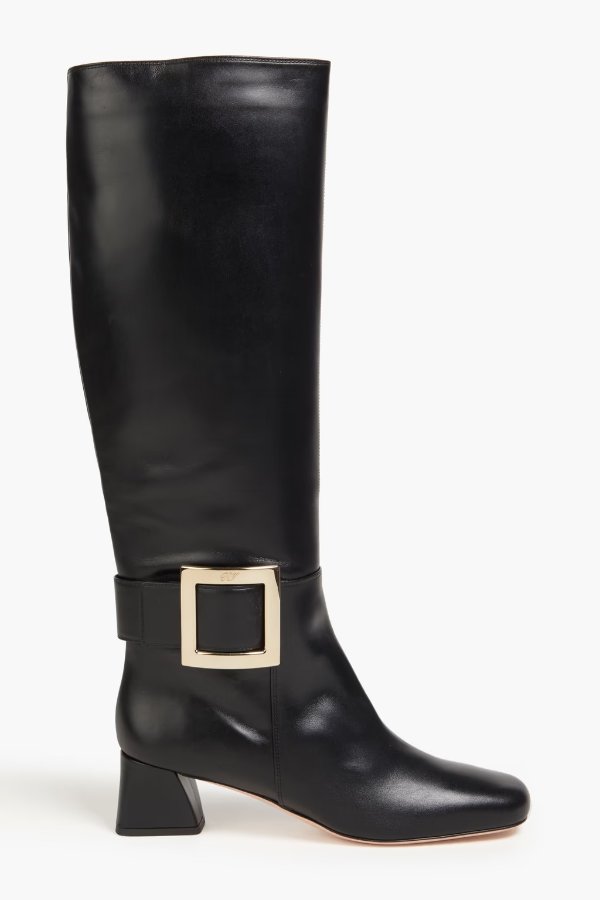 Tres Vivier buckle-embellished leather knee boots