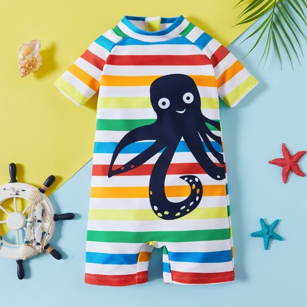 Toddler Boy Stripes&Animal Swimsuit