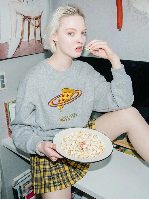 [UNISEX] 0 1 Pizza Planet Sweatshirt - Grey