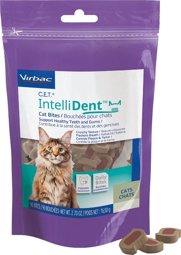C.E.T. IntelliDent Bites Crunchy Cat Treats, 90 count - Chewy.com