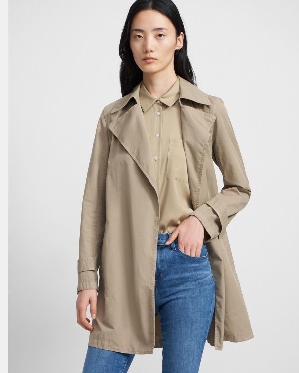 Oaklane Short Trench Coat in Garment Dyed Chino