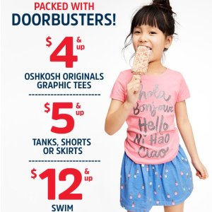 OshKosh BGosh官网 T恤、背心、短裤、短裙等Doorbuster特卖