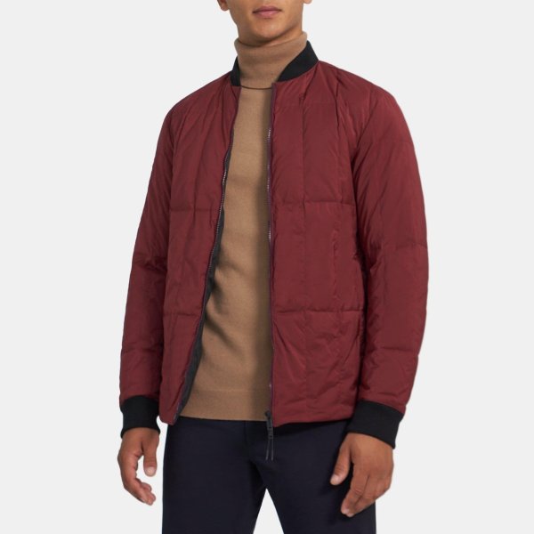 Down-Filled Bomber Jacket in Quilted Polyester