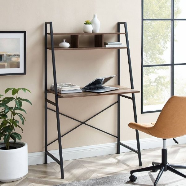 Metal and Wood Tiered Ladder Writing Desk - Saracina Home