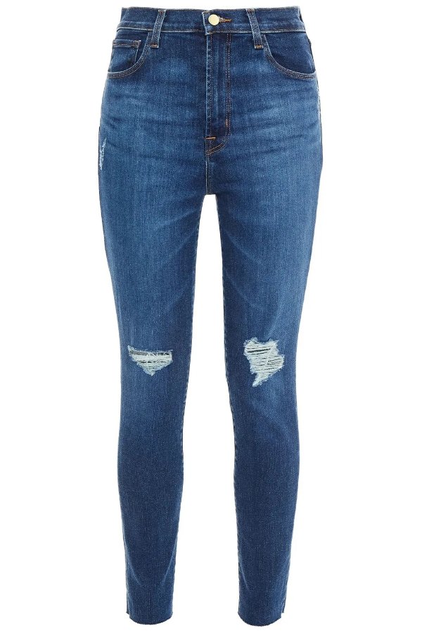 Leena distressed high-rise skinny jeans