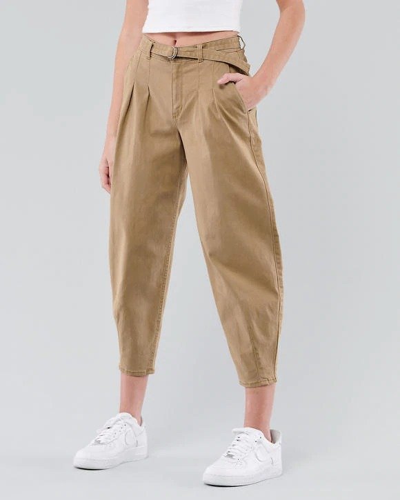 Stretch Ultra High-Rise Belted Balloon Pants