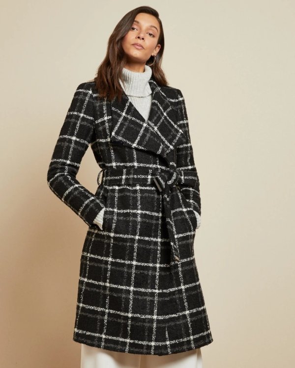 ROSYLIN Checked belted wrap coat