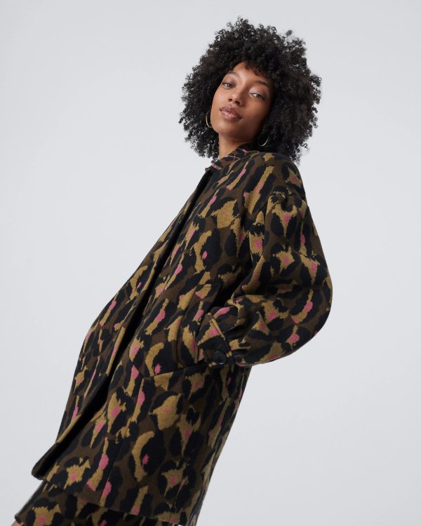 Carmella Wool Jersey Jacquard Coat