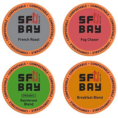 SF Bay Coffee Variety Pack 80 Ct Compostable Coffee Pods, K Cup Compatible including Keurig 2.0 (Packaging May Vary)