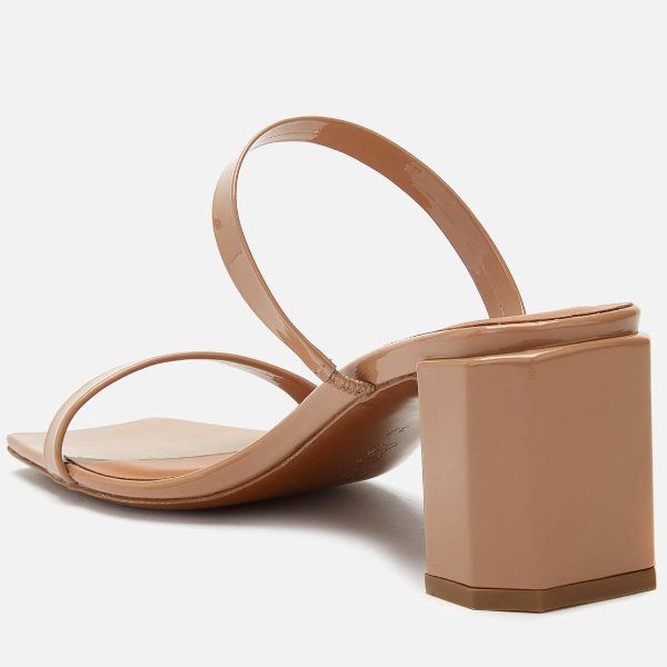 Women's Tanya Patent Leather Block Heeled Sandals - Nude
