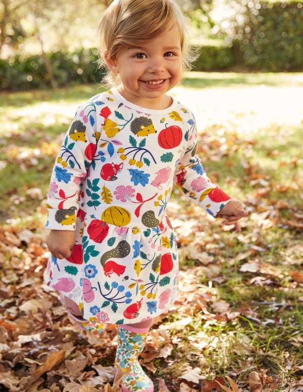 Cosy Sweatshirt Dress - Ivory Forest Friends | Boden US