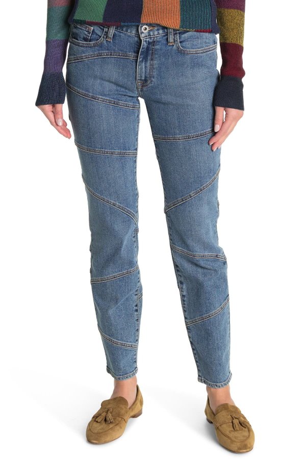 Patchwork Seamed Skinny Jeans