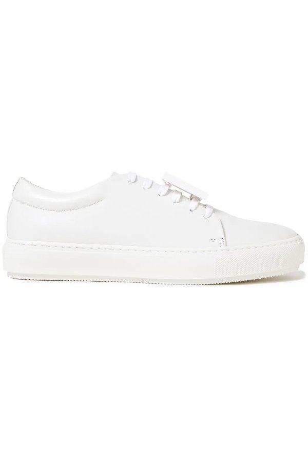 Adriana plaque-detailed leather sneakers