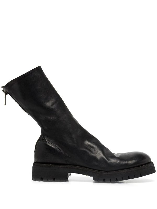 zip-fastening leather ankle boots