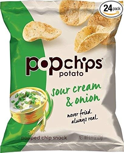 Potato Chips, Sour Cream & Onion Potato Chips, 24 Count Single Serve Bags (0.8 oz), Gluten Free, Low Fat, Kosher