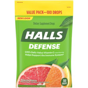 HALLS Defense Assorted Citrus Vitamin C Drops, 180 Drops
