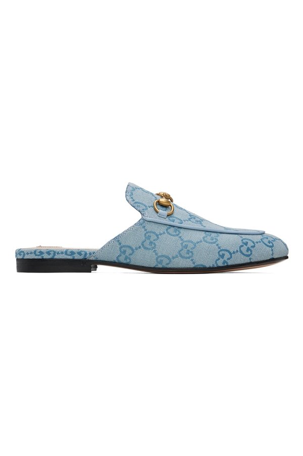 Blue Princetown GG Slippers