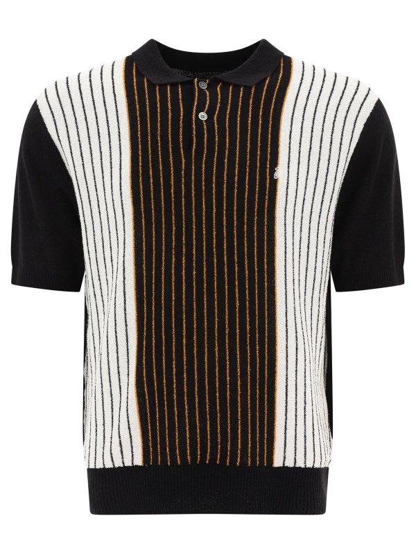 Textured Striped Short-Sleeved Polo Shirt