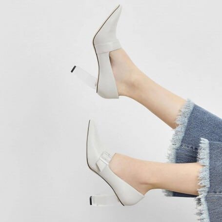 Chalk Buckle Lucite Heel Pumps | CHARLES & KEITH