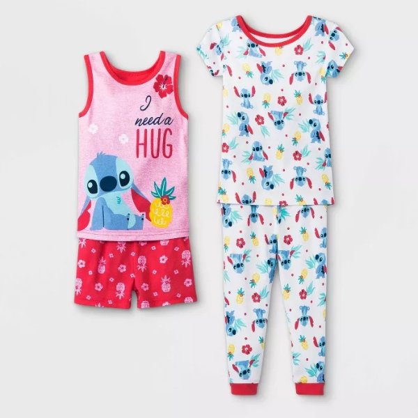 Toddler Girls' 4pc Lilo & Stitch Pajama Set - Pink