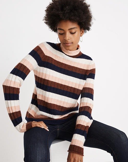 Striped Evercrest Turtleneck Sweater in Coziest Yarn