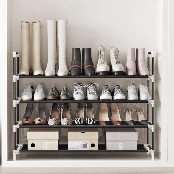 4-Tier Shoe Rack with Shelves
