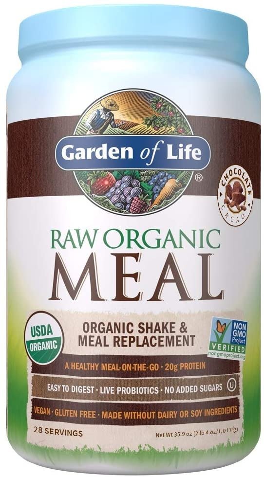 Meal Replacement - Organic Raw Plant Based Protein Powder, Chocolate, Vegan, Gluten-Free, 35.9oz (2lb 4oz/1,017g) Powder