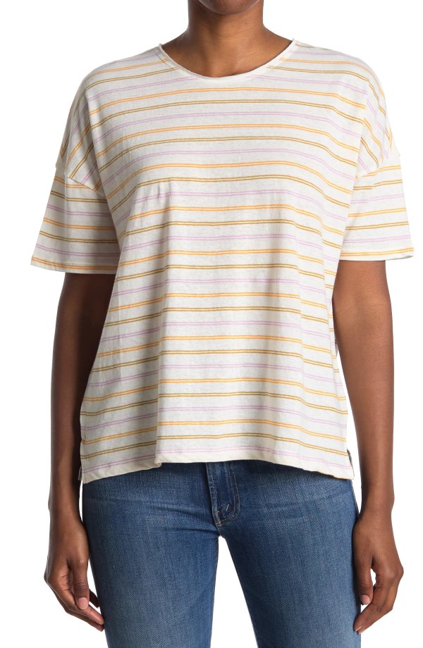 Raw-Edged Linen Blend Hangout T-Shirt