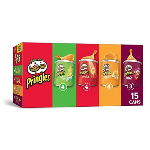 Potato Crisps Chips, Flavored Variety Pack, Original, Cheddar Cheese, Sour Cream and Onion, BBQ, 15 Count