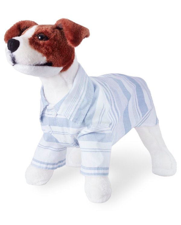Dog Matching Family Short Sleeve Striped Button Down Shirt