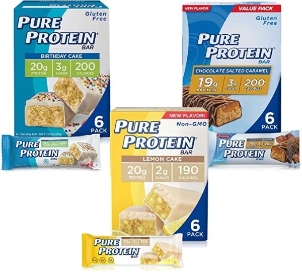 Bars, High Protein, Nutritious Snacks to Support Energy, Low Sugar, Gluten Free, Dessert Variety Pack, 1.76 oz, Pack of 18