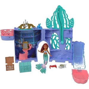 MattelDisney the Little Mermaid Storytime Stackers Ariel's Grotto Playset, Stackable Dollhouse with Small Doll and 10 Accessories