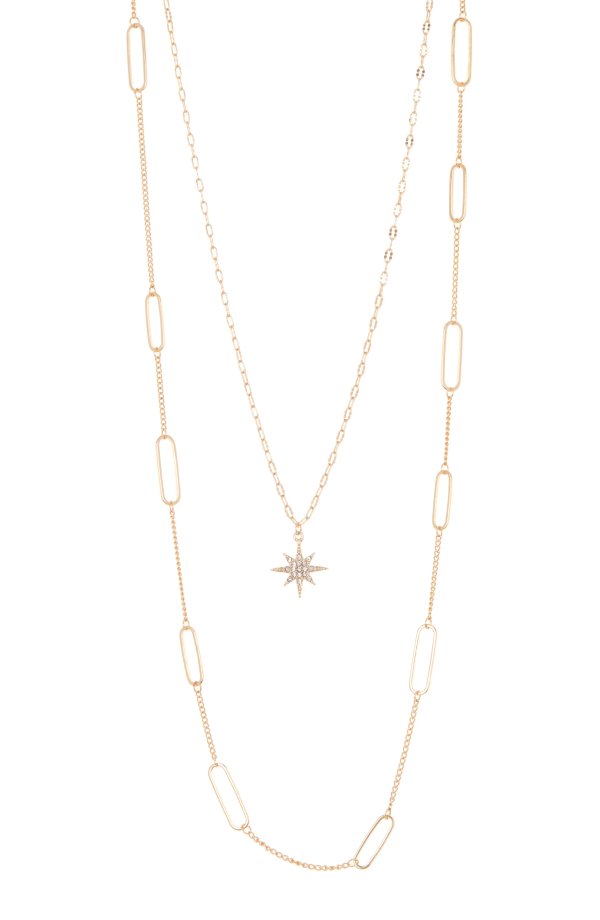Open Link Two Row Starburst Necklace