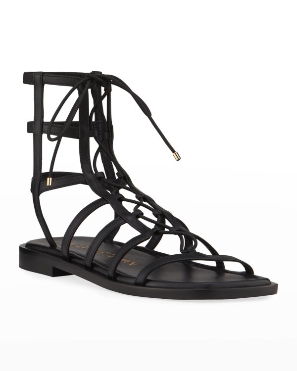 Kora Leather Lace-Up Gladiator Sandals