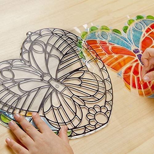 Stained Glass Made Easy Activity Kit, Arts and Crafts, Develops Problem Solving Skills, Butterfly, 140+ Stickers, 10.5" H x 10" W x 0.25" L