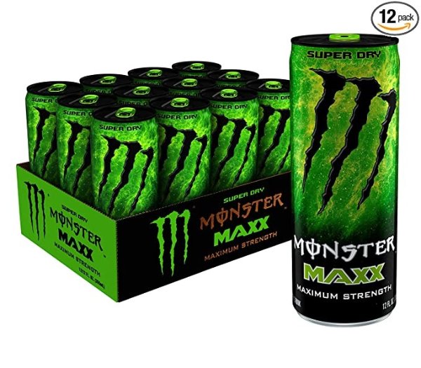 MAXX Monster Super Dry, Maximum Strength, Energy Drink, 12 ounce (Pack of 12)