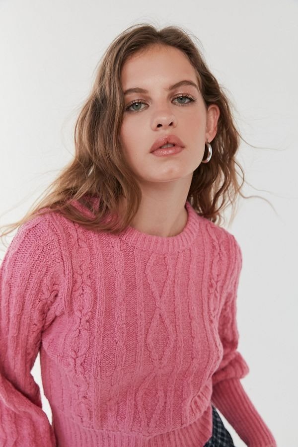 UO Chloe Cable Knit Cropped Sweater